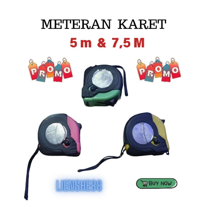 Meteran Tukang Bangunan Warna Warni / Meteran Karet 3M 5M 7,5M