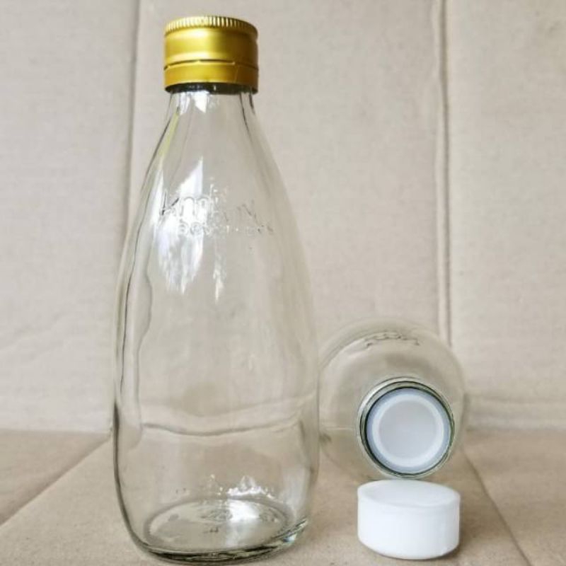 Botol kaca bening 250ml tutup plastik atau botol zoda