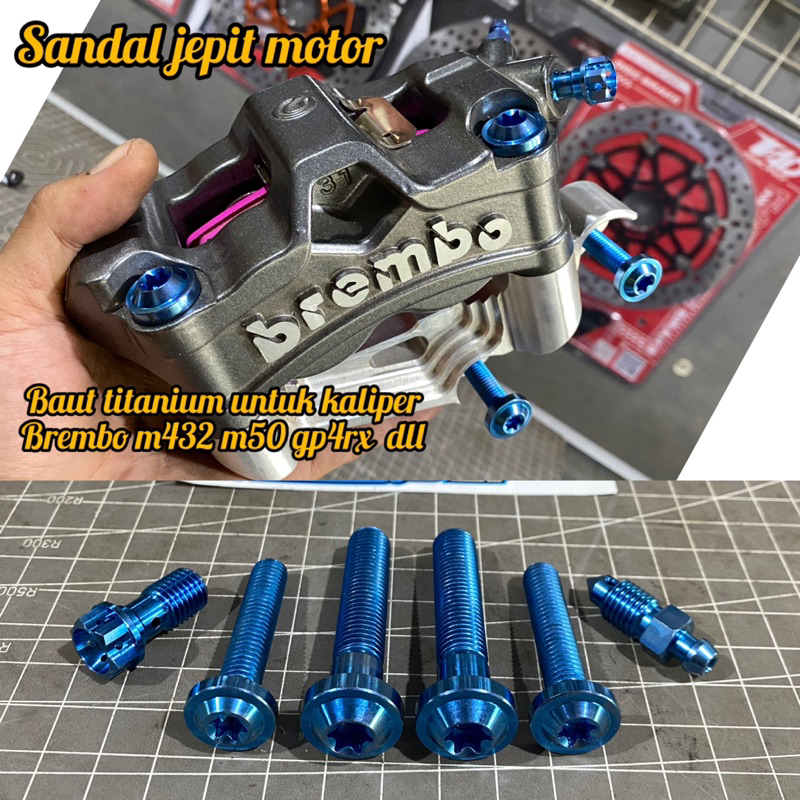 BAUT TITANIUM UNTUK KALIPER BREMBO M432 M50 GP4RX M7 STAYLEMA BAUT TITANIUM BREKET KALIPER BAUT TITA