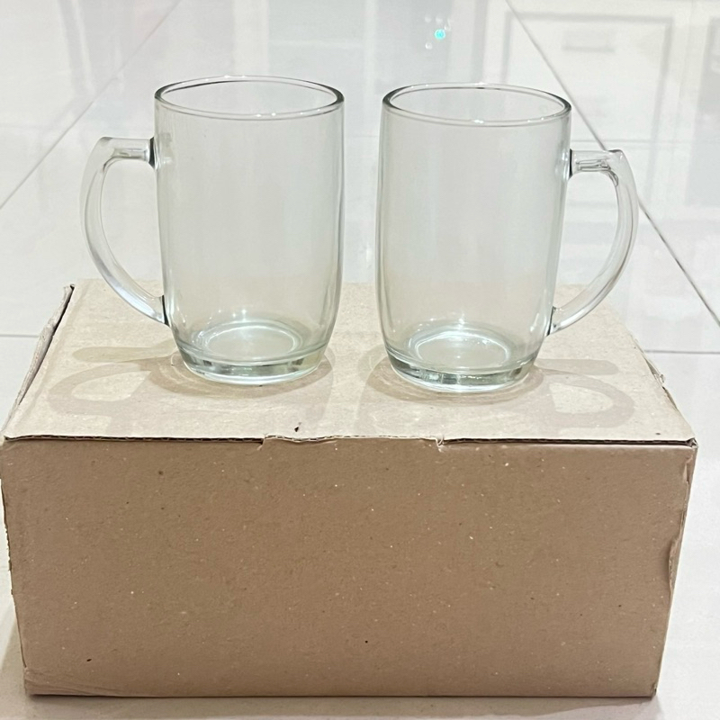 Satu Set Gelas Es Teh Gagang Besar JK 603 L Gelas Gagang Polos Kaca isi 6