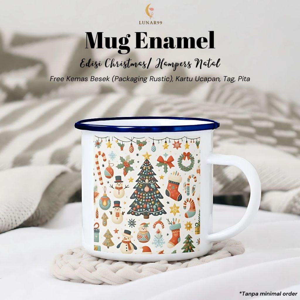 MUG CANGKIR ENAMEL EDISI NATAL/ HAMPERS-KADO-GIFT-SOUVENIR NATAL MUG ENAMEL (FREE KEMAS BESEK)