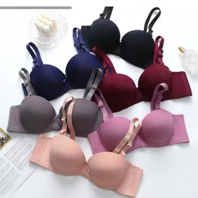 BRA pushup kawat busa tebal, pushup bra tebal polos, bra hitam, bra navy, bh maroon, BH busa tebal k