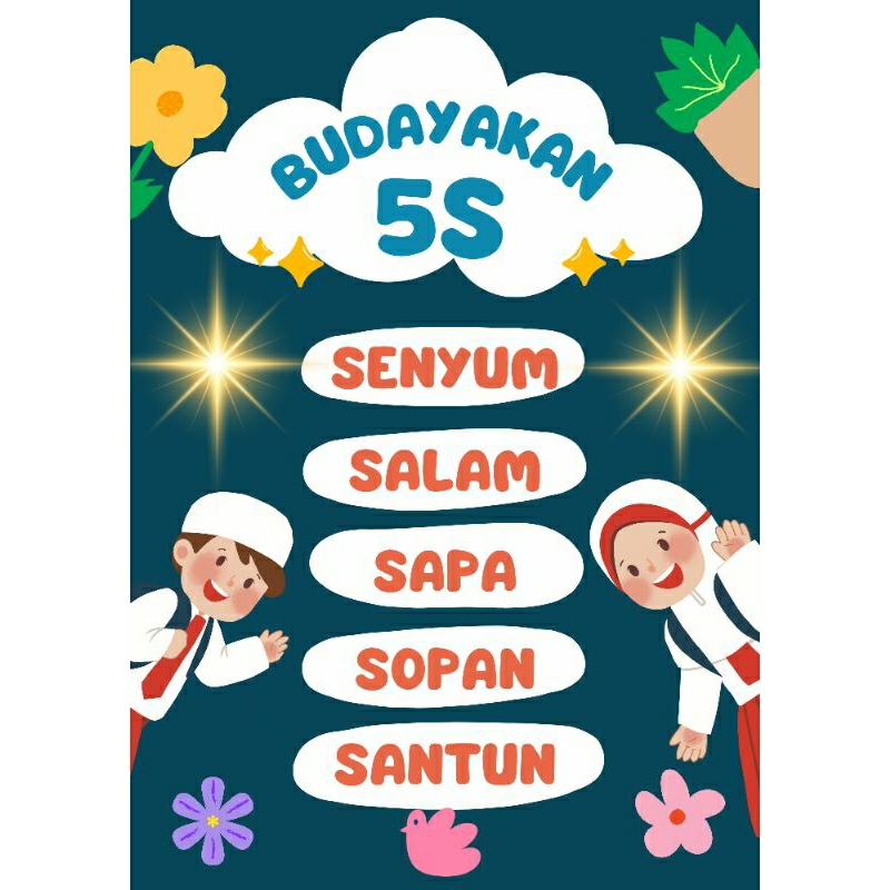 Poster Dinding Kelas Budayakan S5 Senyum Salam Sapa Sopan Santun