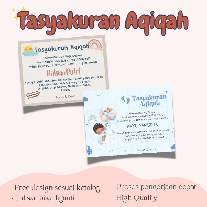 Kartu Aqiqah • Ucapan kelahiran bayi • Tasyakuran • Tasyakuran Aqiqah • Ucapan ulang tahun anak • La
