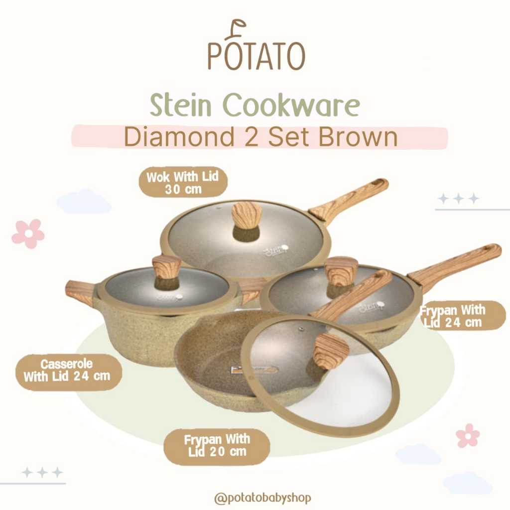 STEIN Cookware Diamond 2 Set | Set Panci Wajan 8in1