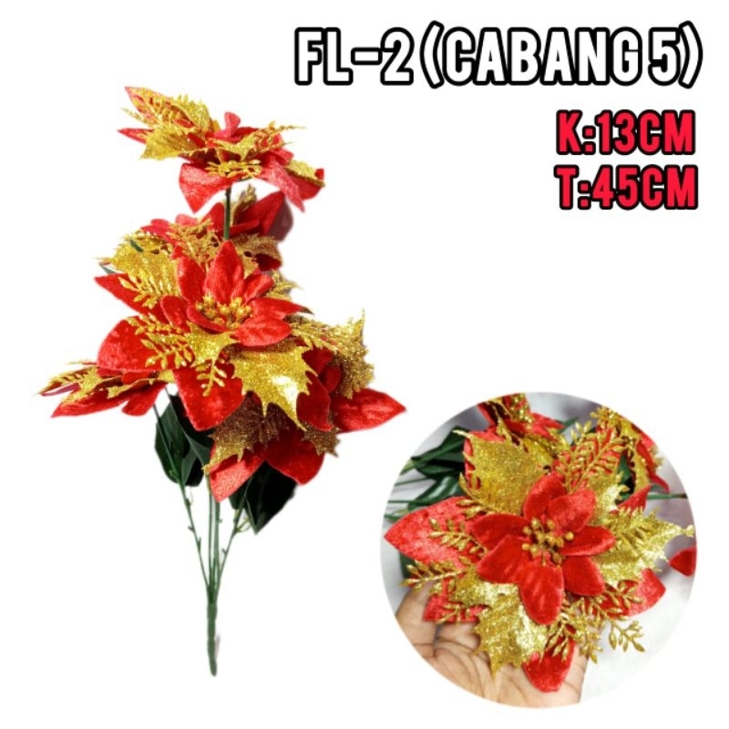 Bunga Postensia Merah Gold 13CM