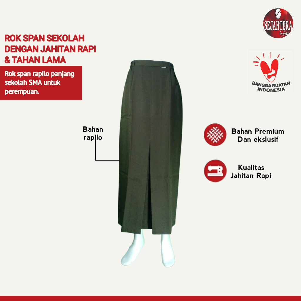 Rok Panjang Sekolah SMA  Rok Span Pramuka Rapilo Anak Perempuan Seragam Sekolah SMA COKLAT