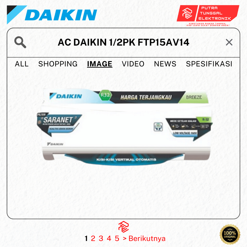DAIKIN AC SARNET BREEZE 1/2PK FTP15AV14 100% ORIGINAL DAIKIN