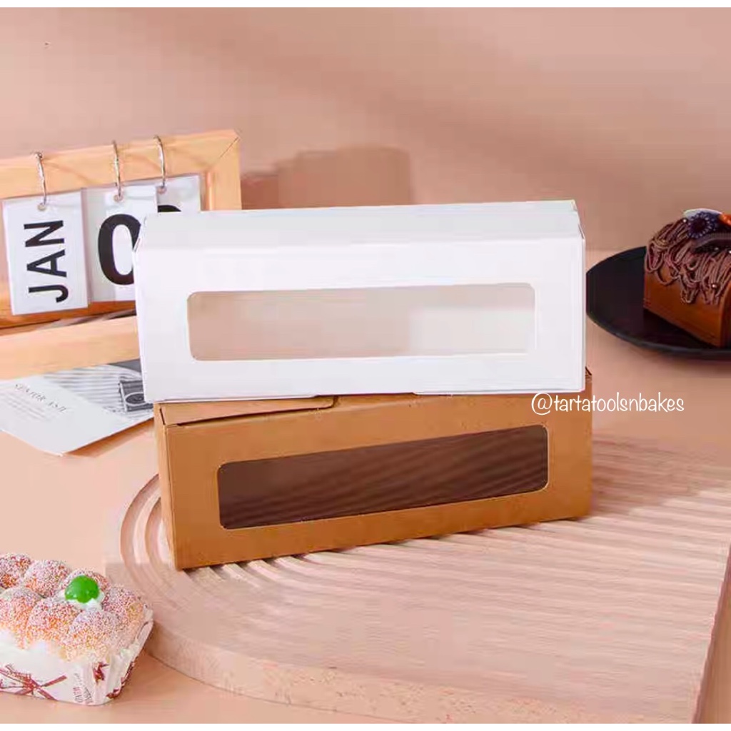 

(5PCS) Kotak Roll Cake | Paper Box Macaron | Box Mika Kue Cake / Cheese Cake Bosque / Mochi | Window 20.5x7.5xT5 CM