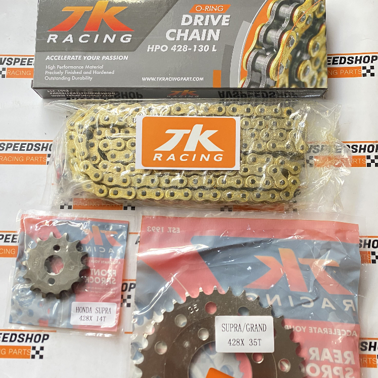GEAR SET TK 428 HONDA ASTREA / GRAND / SUPRA X 100 / FIT LAMA / WIN & RANTAI TK O-RING 428 GOLD