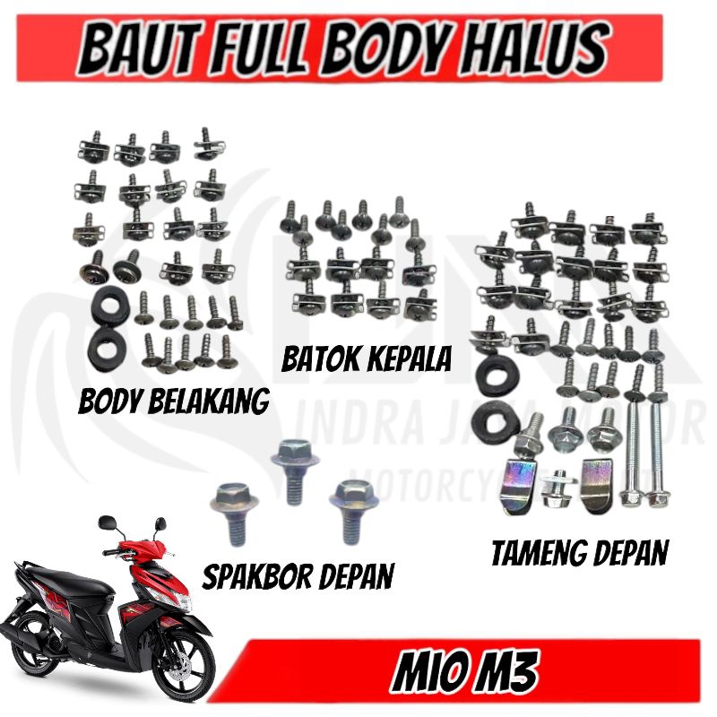Baut Full Body halus Mio M3 / Baut Fullset Body halus Yamaha Mio M3