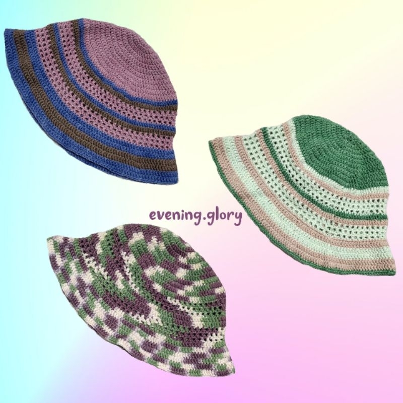 knitted bucket hat, topi bucket hat rajut, topi estetik, topi aesthetic rajut, topi bulu, korean hat