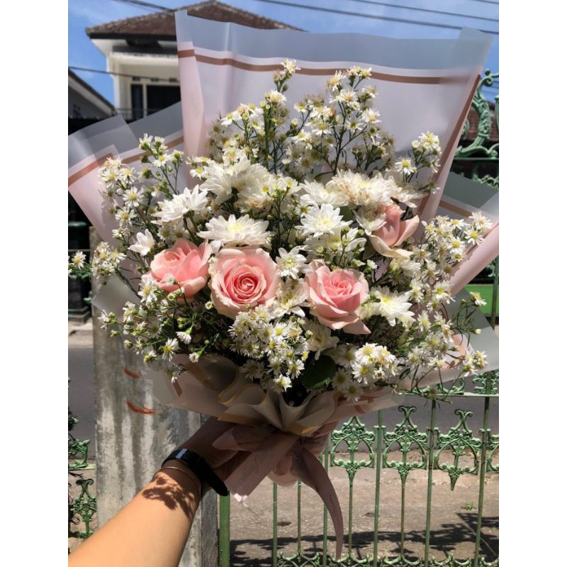 buket bunga asli segar