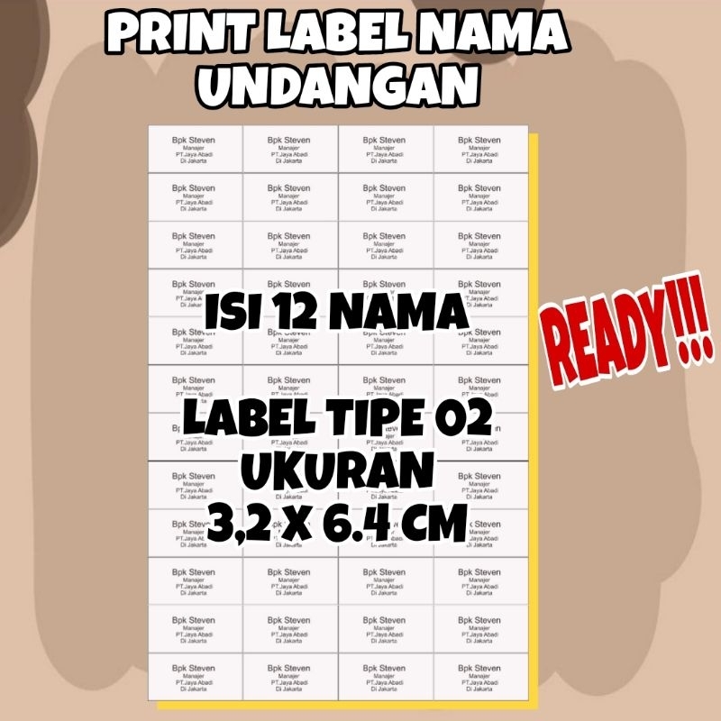 

PRINT LABEL NAMA UNDANGAN, MAPEL DLL/INVITE/WEDDING/PERNIKAHAN