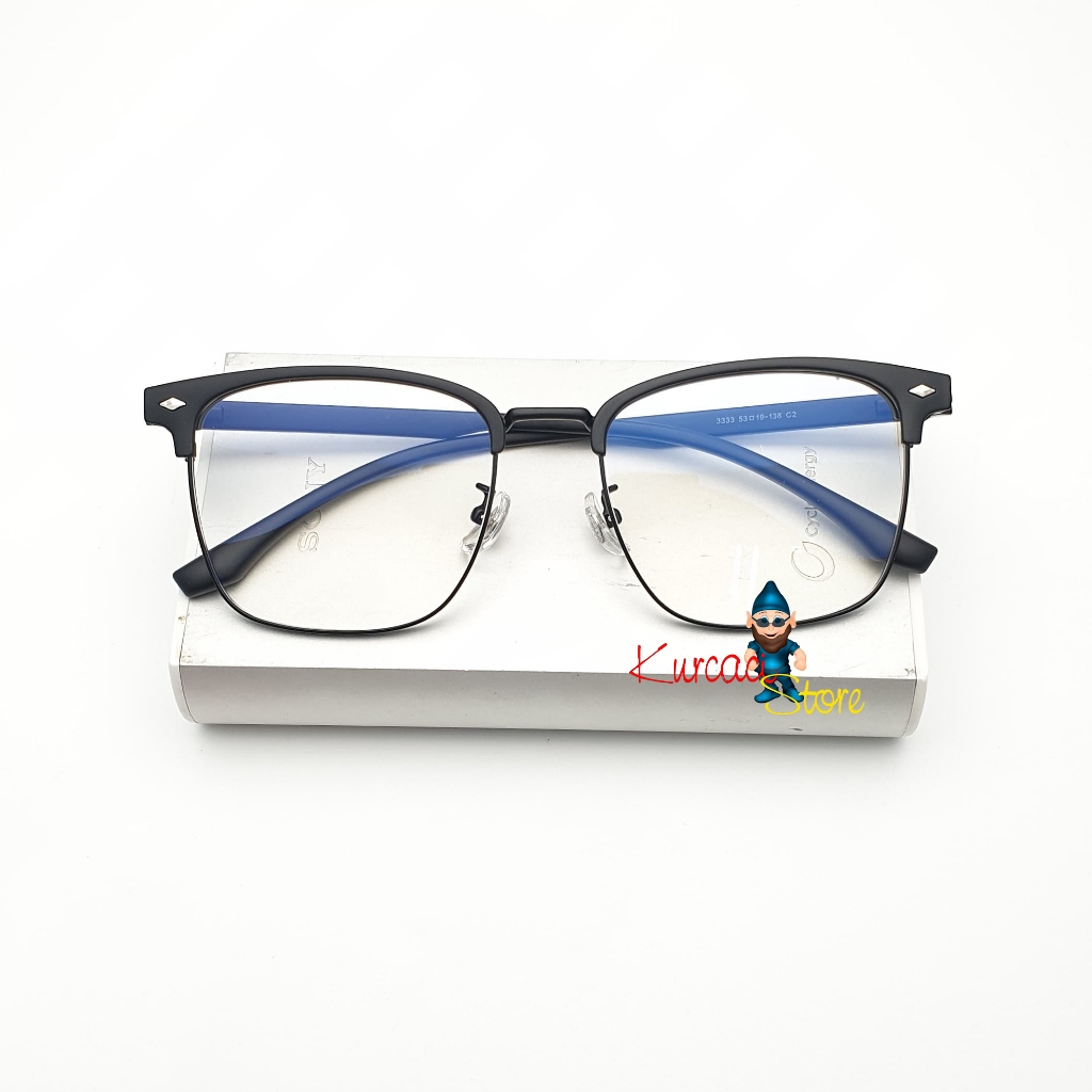 KurcaciStore Frame Kacamata Minus Photocromic Blueray ZEA Kotak Nosepad Gantung Unisex Antiradiasi