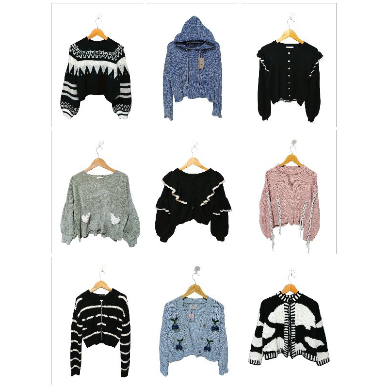 P🩷 RARE ITEM PREMIUM!! RUFLE-CARDIGAN RAJUT KEPANG MOTIF PITA CABLE SWEATER GEMOY HOODIE VELVET BALO