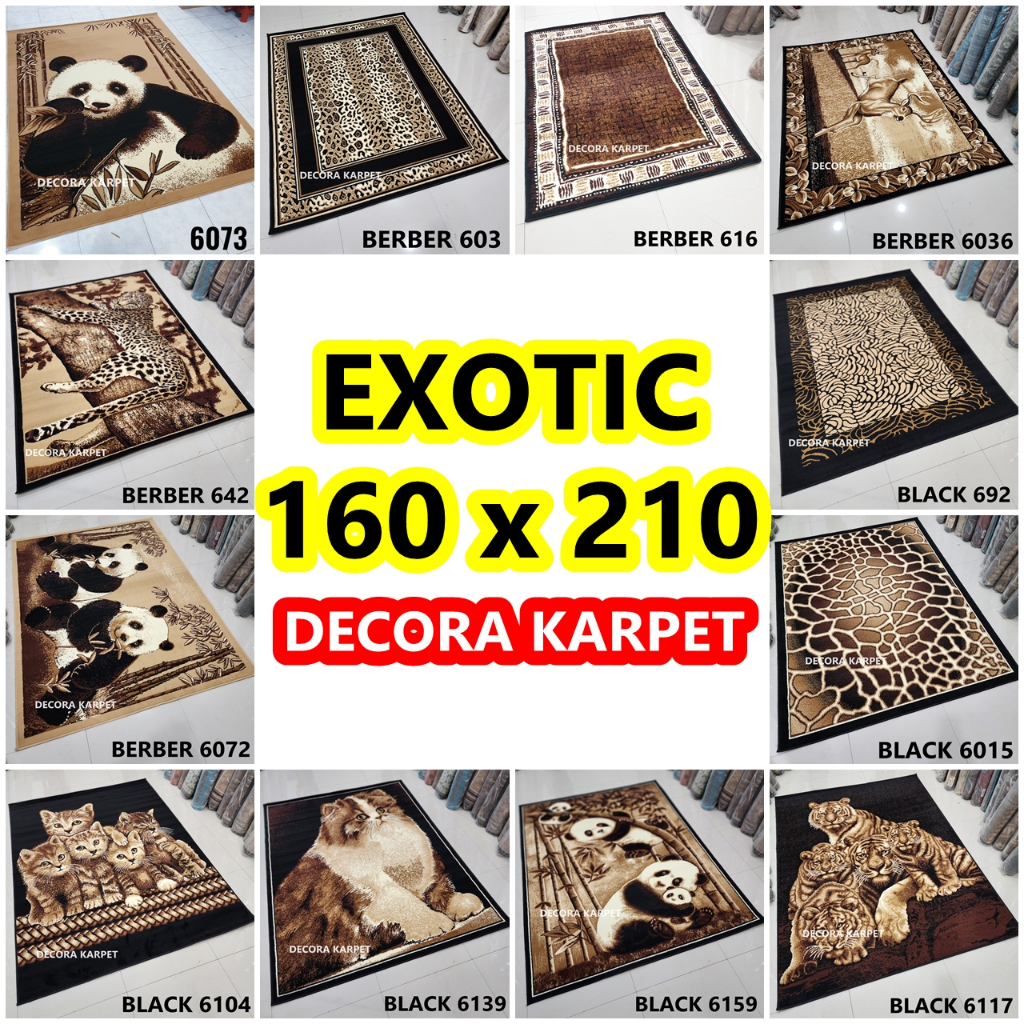 DECORA Karpet  Permadani EXOTIC Standar 160 x 210 cm Motif Macan Satwa Tropis Afrika