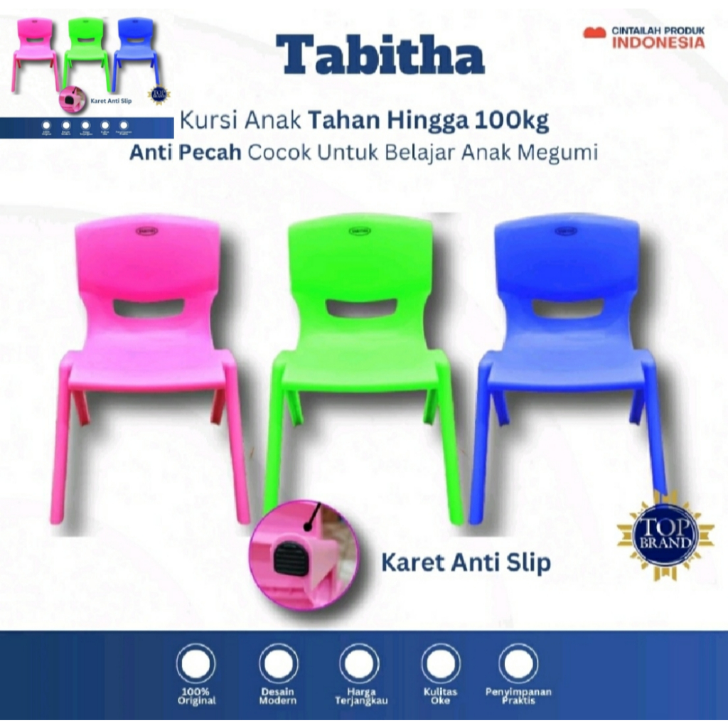 Kursi Anak Plastik Tabitha Megumi / Kursi TK / Bangku Anak TK Tabitha / Kursi Anak TK
