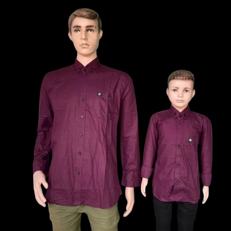 (NEW BURGUNDY) KOKO MEVAL - BAJU KEMEJA KOKO KURTA DEWASA COUPLE BAPAK AYAH DAN ANAK KECIL TANGGUNG 