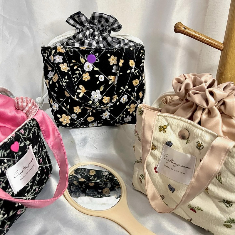 STRING BAG PUFFY | TAS MAKEUP PUFFY TALI SERUT
