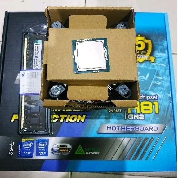 PAKET CORE I3 GEN 4 SIAP RAKIT MOBO H81 CORE I3 4160 + RAM + SSD BARU