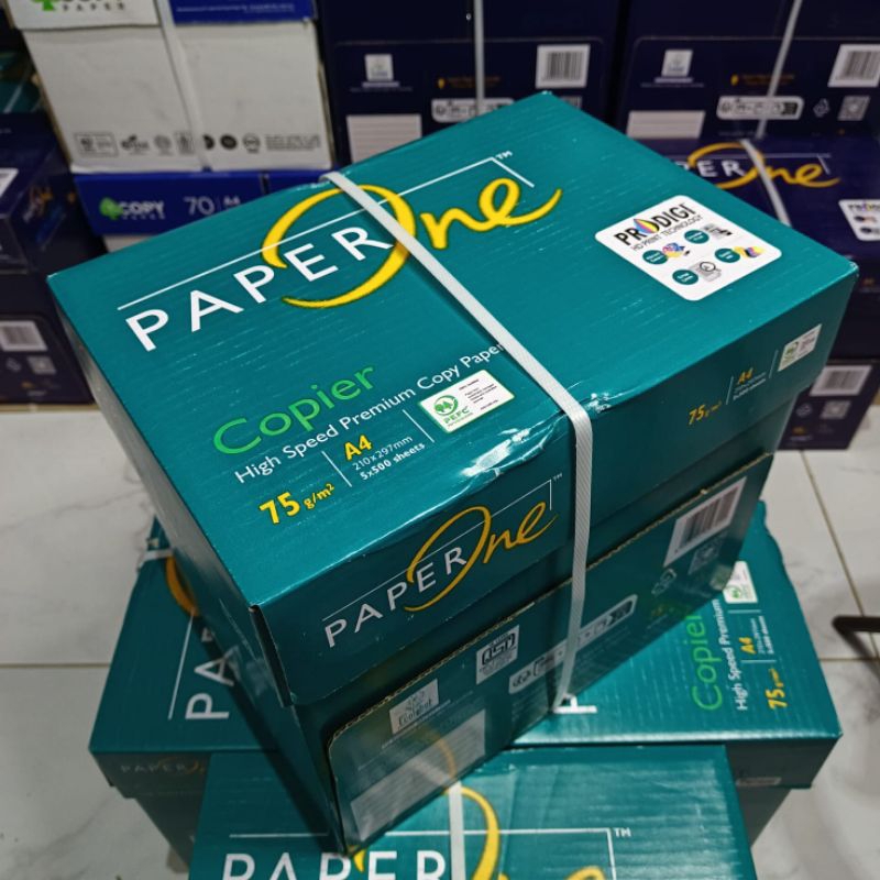 

Kertas HVS A4 75 Gram PaperOne 1 Dus Isi 5 Rim Instan/Sameday