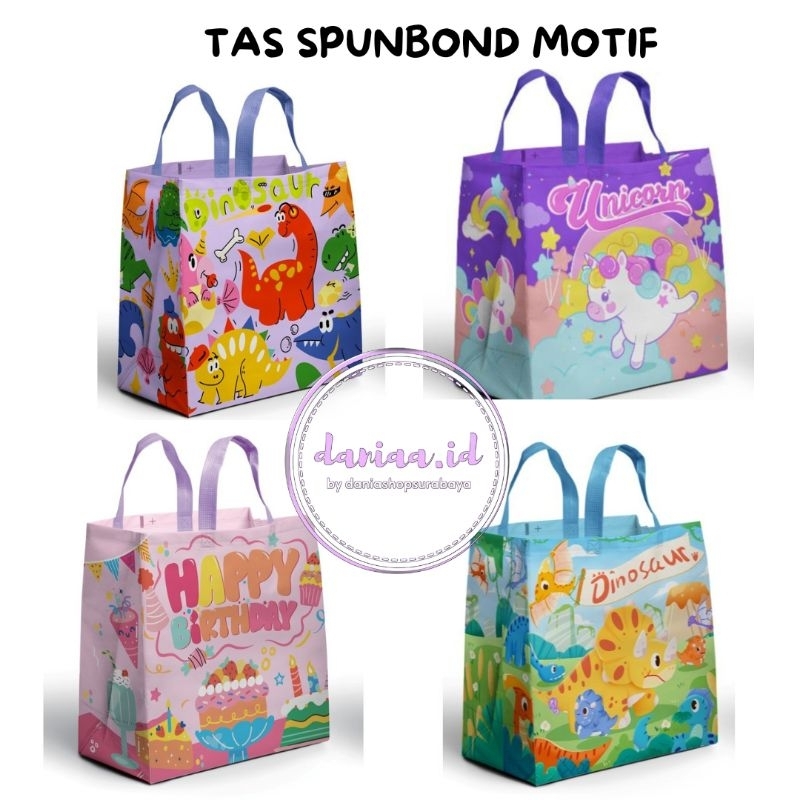 Tas Ulang Tahun Snack Spunbond [SEDANG 25 cm], Tas Makanan, Tas Jajanan, Tas Kenduren, Tas Selamatan