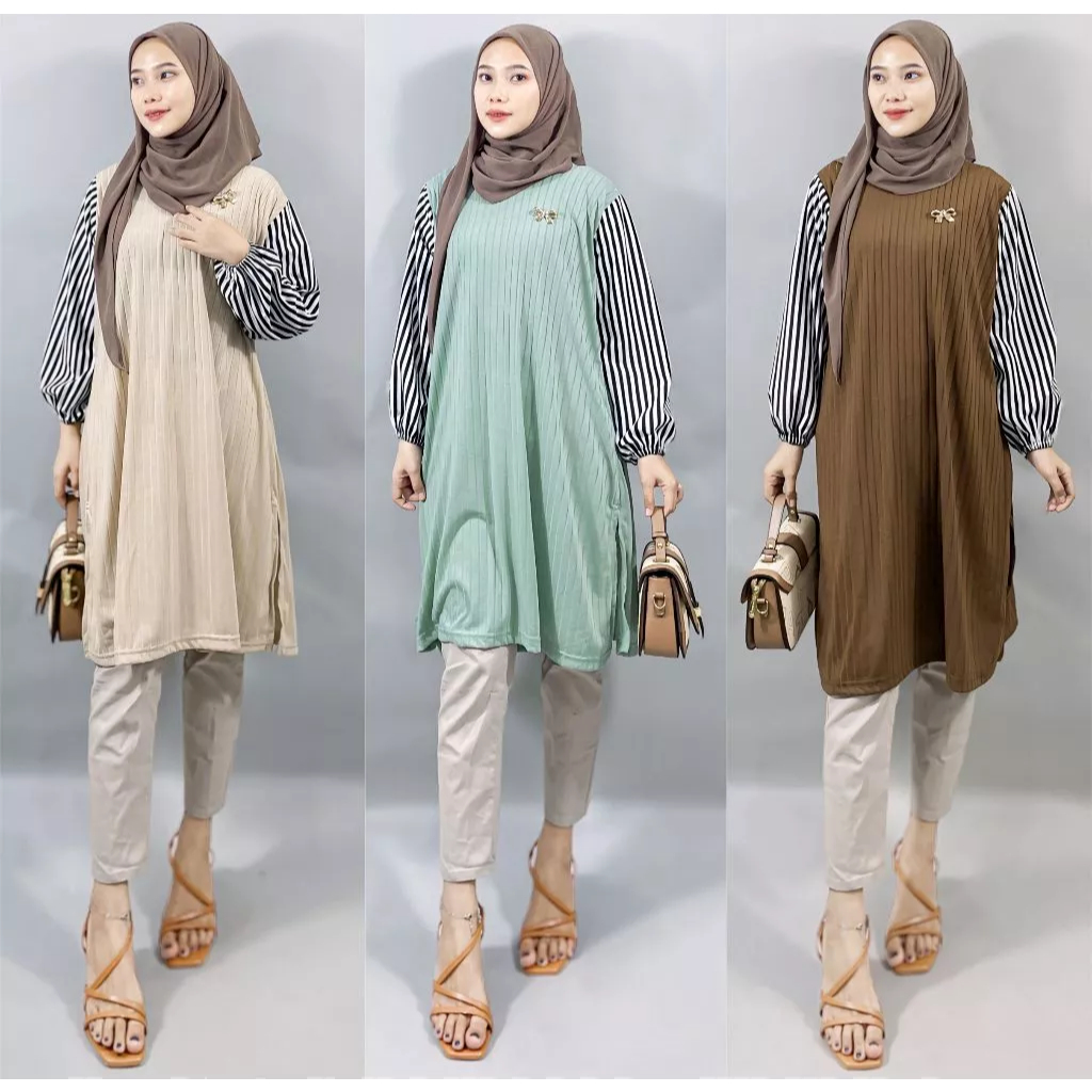 Tunik Polos Kombinasi Twotone
