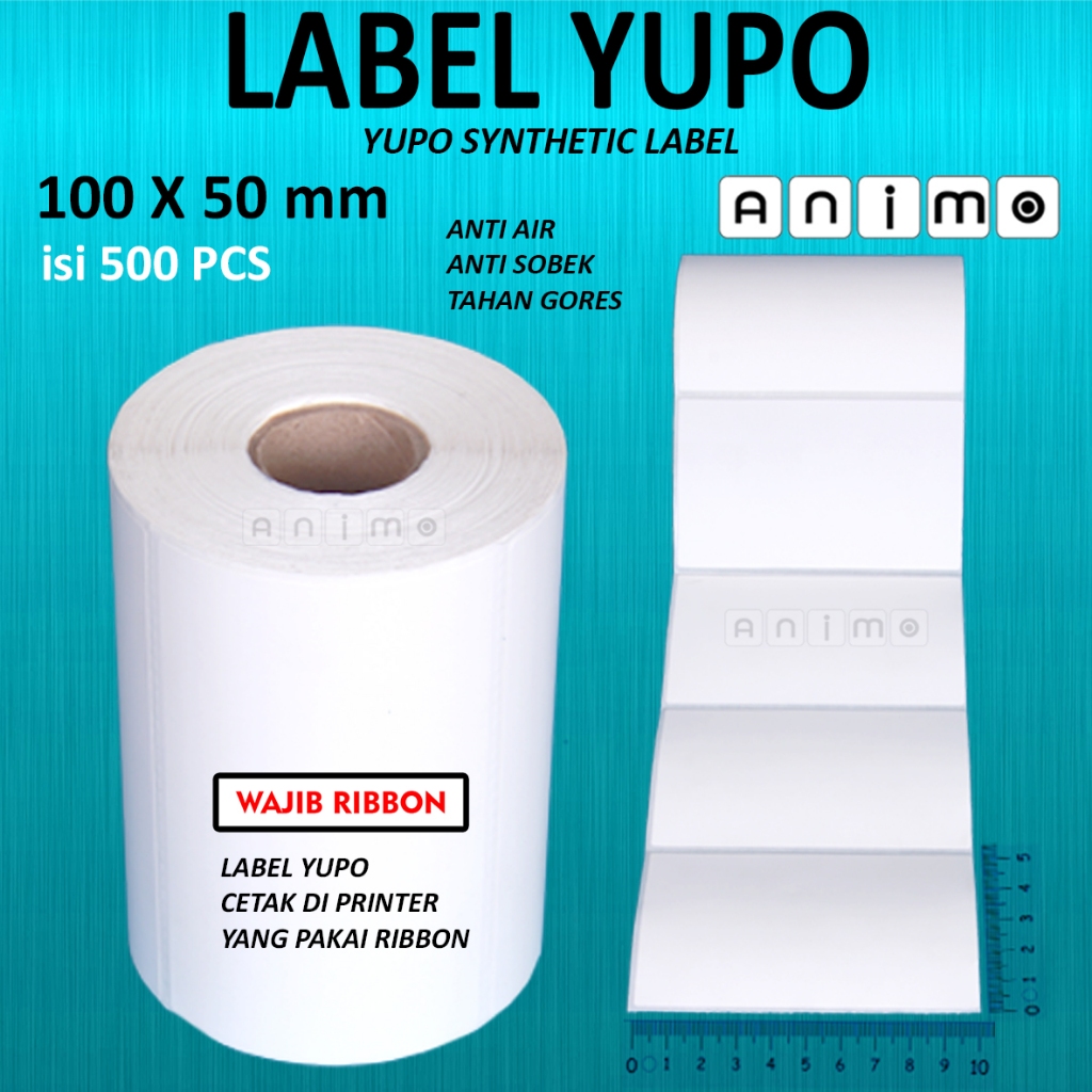 

LABEL YUPO 100X50 - STIKER YUPO 10X5 CM - Yupo Synthetic Label Barcode 100 X 50 MM = 500 PCS