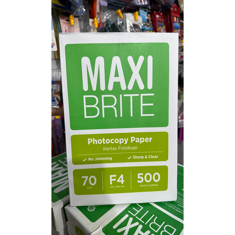 

Kertas MAXI BRITE F4 70 gr isi 500 lembar / Kertas HVS fotocopi F4 70 gr