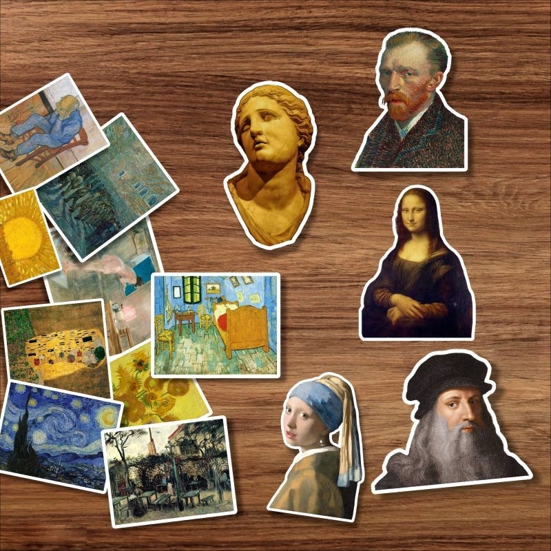 

Stiker Aesthetic Vinly Waterproof Glossy Lukisan Vincent Van Gogh & Leonardo Da Vinci Stiker Tumbler Casing Hp Helm Skateboard Jurnal Diary Notebook Koper