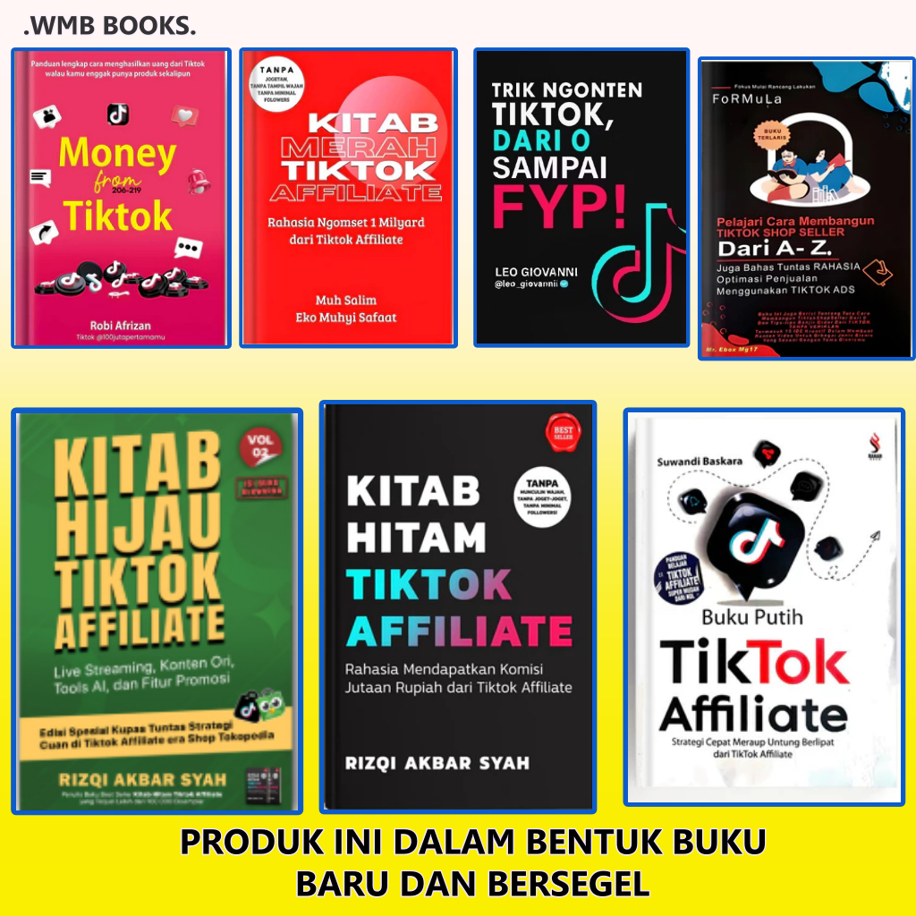 Buku Kitab Hijau Tiktok Affiliate,Kitab Hitam TikTok Affiliate, Kitab Merah TikTok Affiliate, Buku D