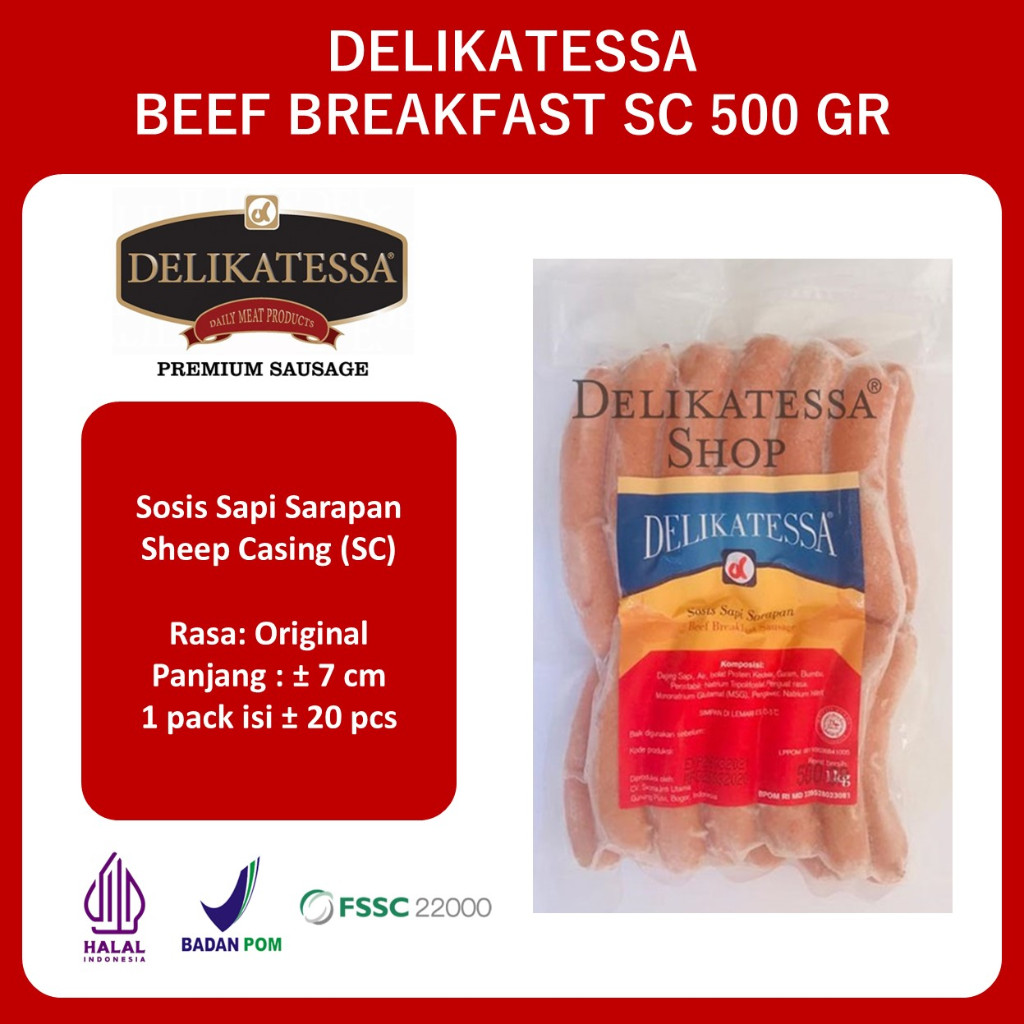 

Delikatessa Beef Breakfast (SC) 500 GR Sosis Sapi Sarapan Hotel Mini Halal Bakar Goreng