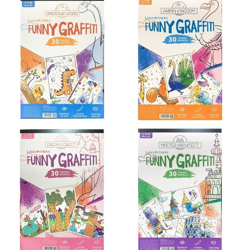 

Dijamin Irit Funny Graffiti 3 Themed Doodles Giant Coloring Book Big Size Drawing