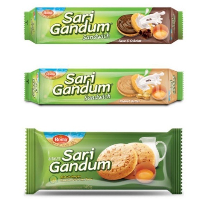 

Makanan Camilan Biskuit / Biscuit Roma Sari Gandum Rasa Peanut Butter, Susu Coklat 108 Gr, Original 149 Gram