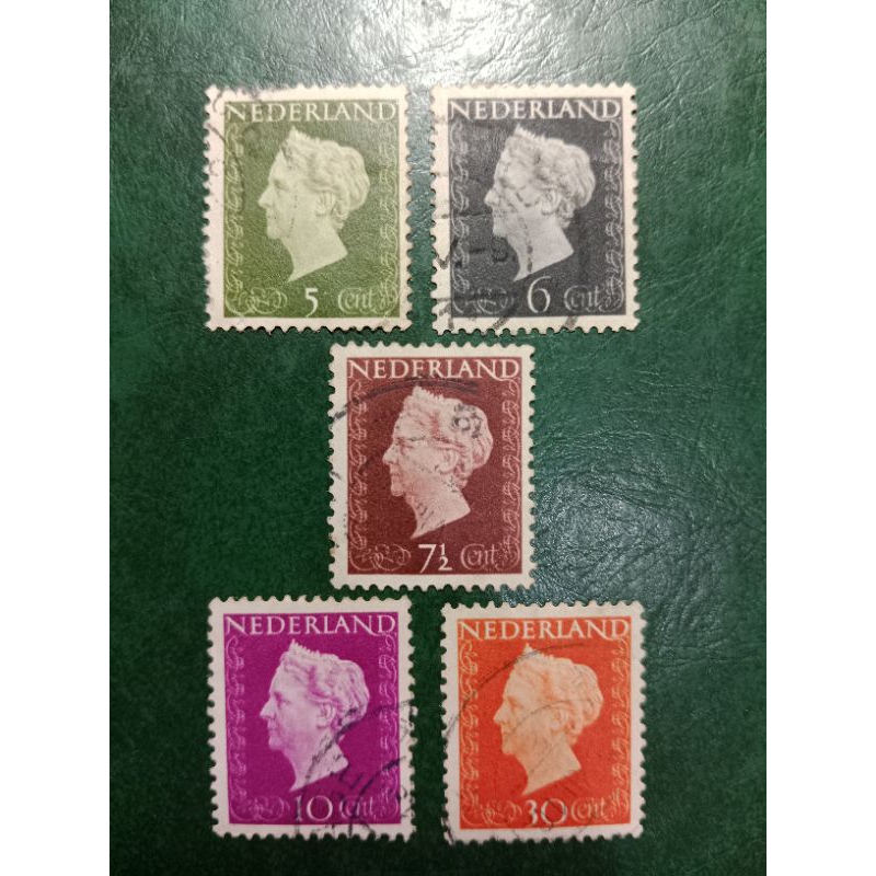 

Prangko Nederland 5 Pcs Wilhelmina Tahun 1947 USED