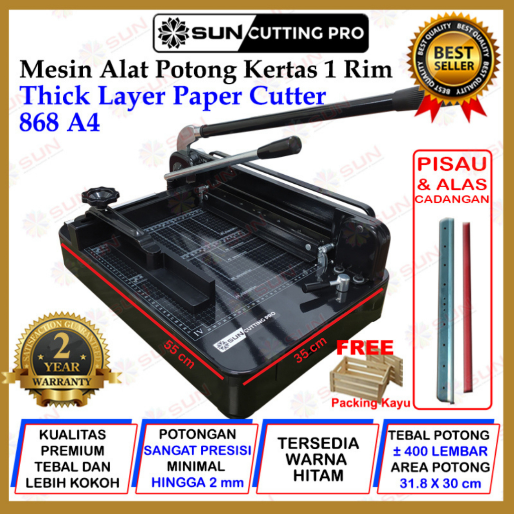 Mesin Pemotong Kertas 1 rim A4 868 Thick Layer Paper Cutter 868 A4 Kualitas Super Premium Garansi 2 