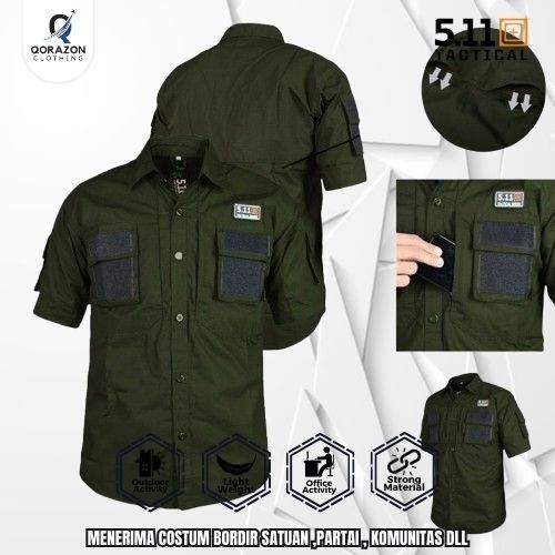 Kemeja Tactical Velkro Original Army Lengan Pendek Baju Kantor Lapangan Reskrim Outdoor Activities
