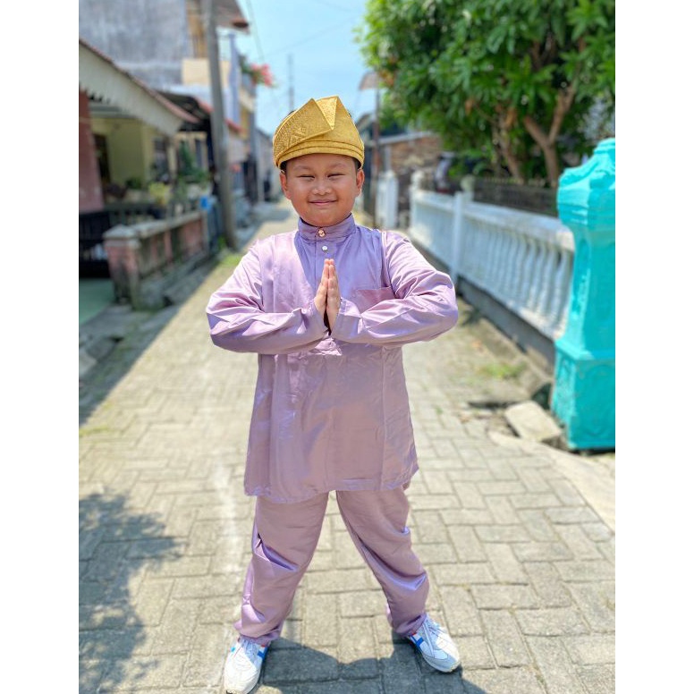 KODE I4P setelan baju melayu anak Baju Melayu Pria Baju melayu satin
