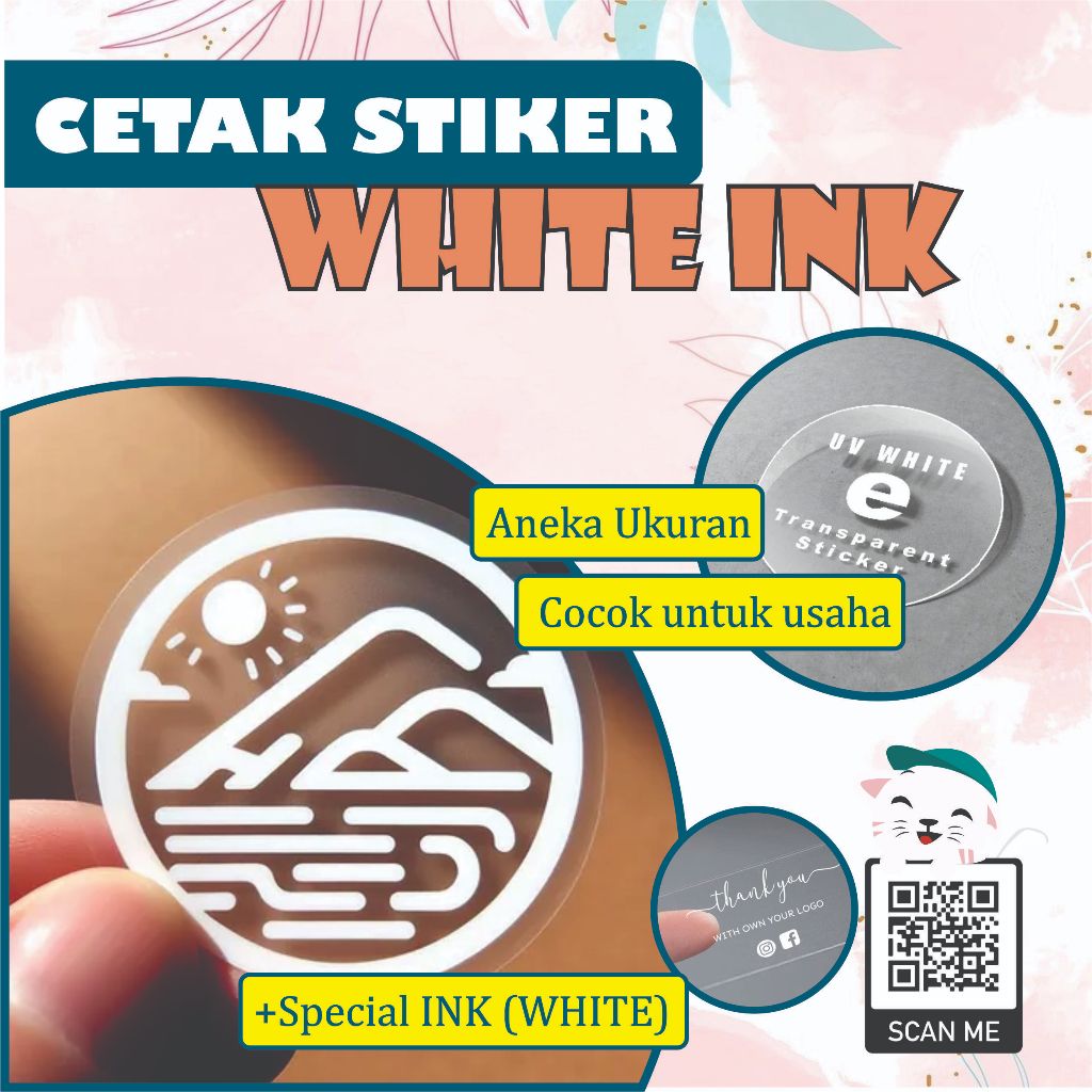 

Cetak Stiker White Ink | Vinyl Transparant | Stiker Gelas | Tinta Putih