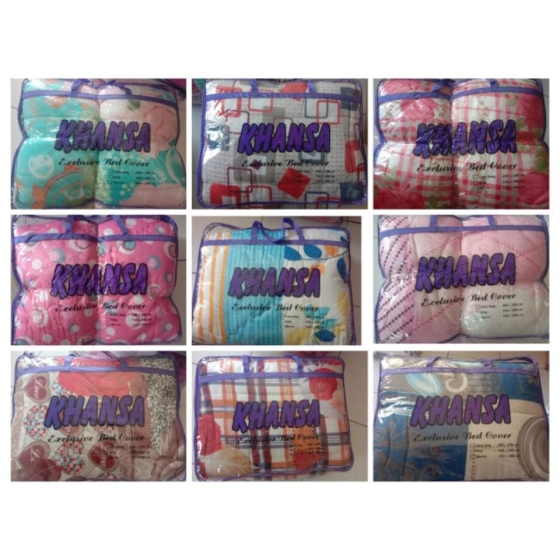 BEDCOVER KHANSA/SPREI AND SELIMUT/BEDCOVER PLUS SARUNG BANTAL FREE TAS