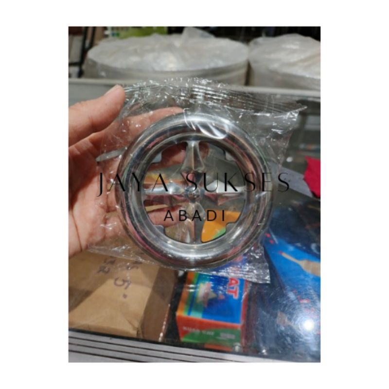 Ornamen/ aksesoris pagar gelang ring stenlis x cross tampilan 2 sisi diameter 10 cm