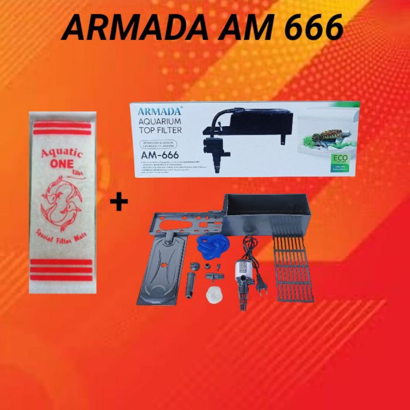 MESIN TOP FILTER ARMADA AM 666 : Pompa celup aquarium alat filter penyaring kolam akuarium power hea
