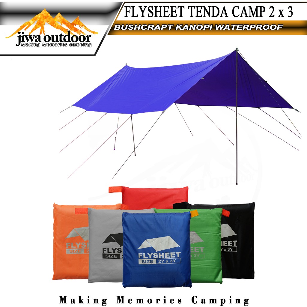 flysheet tenda camping 2x3 yard flysheet outdoor waterproof 3000 mm atap tenda camping 2x3