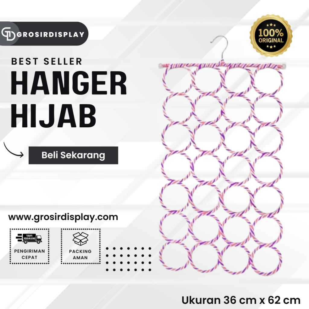 Hanger Kerudung Hanger Hijab Ulir 28Lubang Hanger Ring Jilbab Hanger Organize Perlengkapan Bazar