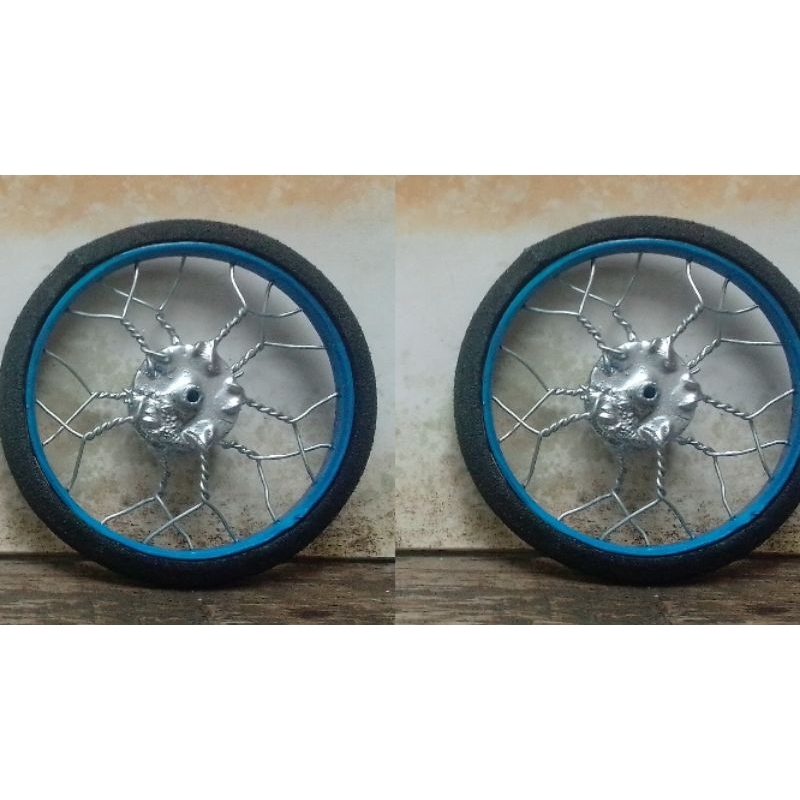 miniatur roda velg jari jari motor kepang sepasang