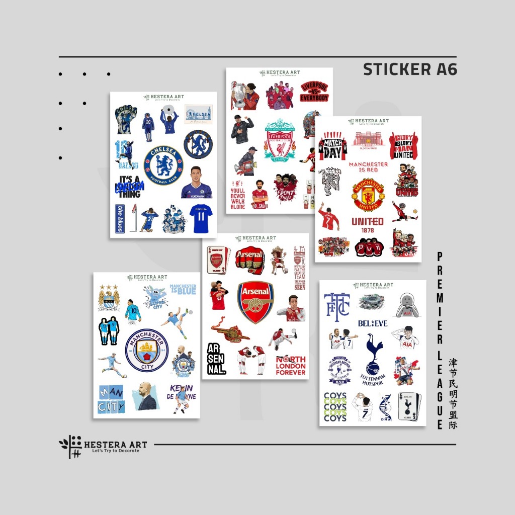

Stiker Pack A6 Tim Sepak Bola Liga Inggris Sticker Vinyl Laminasi Doff Glosy | Sticker Team Premier League