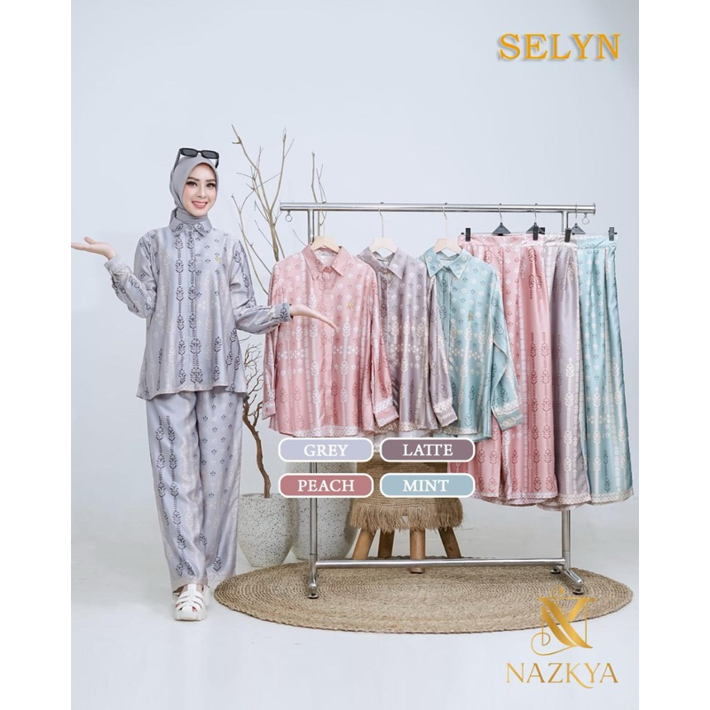 Selyn Oneset - Bahan Dior Silk Premium - Setelan Celana By Nazkya