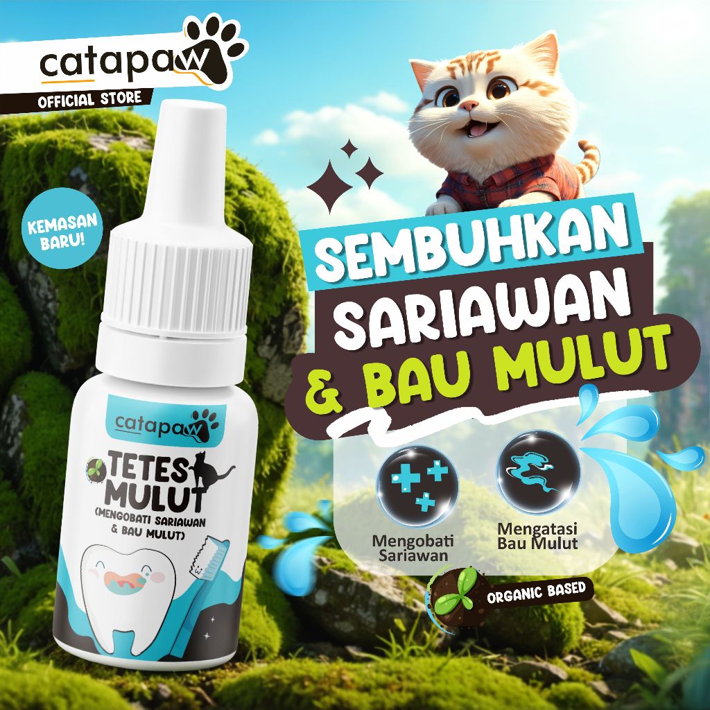 CATAPAW Tetes Mulut Kucing Anjing Sariawan Radang Tenggorokan Bau Mulut Gusi Bengkak Anabul Ampuh