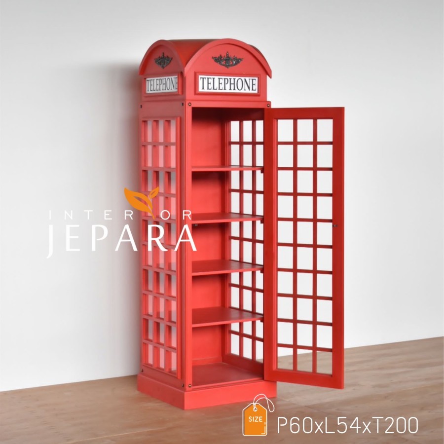 Lemari Hias Kaca Unik Model Telephone Box